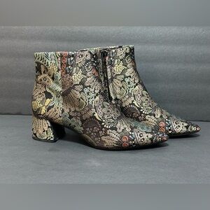 Alex Marie Brocade Ankle Boots – Size 8M – Floral Jacquard Heels